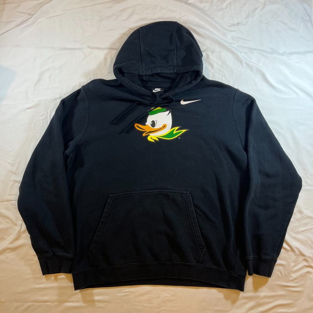 Nike Oregon Ducks Hoodie Mens Black XL Solid Logo Sweatshirt Pullover NCAA